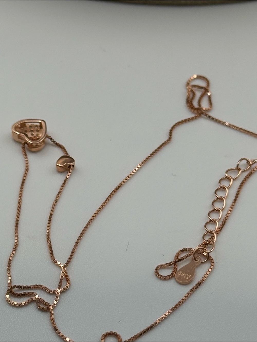 Sterling silver Rose Gold Heart Pendant Necklace with Pavé Accent - Picture 6 of 7